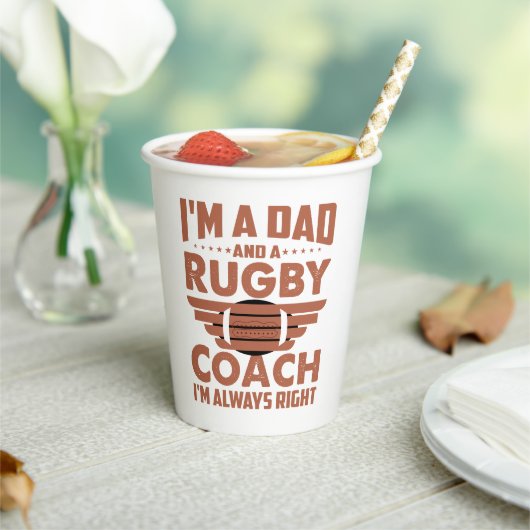 Funny Rugby Vater und Rugby Coach Pappbecher (In Situ)