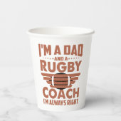Funny Rugby Vater und Rugby Coach Pappbecher (Rückseite)