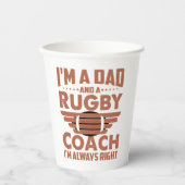 Funny Rugby Vater und Rugby Coach Pappbecher (Vorderseite)