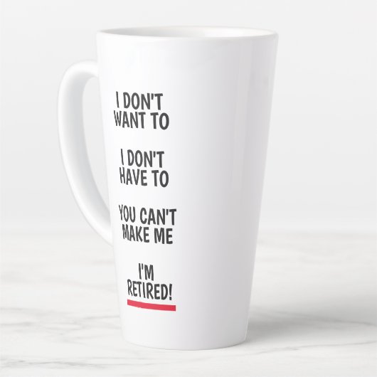 Funny Ruhestand Geschenk große latte Kaffee Tasse (Linke Ecke)