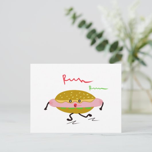 Funny Run Hotdog Postkarte (Stehend Vorderseite)