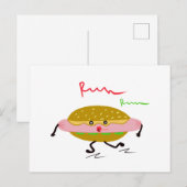Funny Run Hotdog Postkarte (Vorne/Hinten)