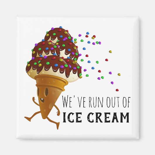 Funny Run Out of Ice Cream Cartoon Magnet (Vorne)