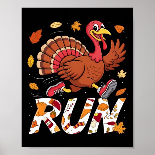 Funny Run Running 5k Race Turkey Trot Thanksgiving Poster (Vorne)