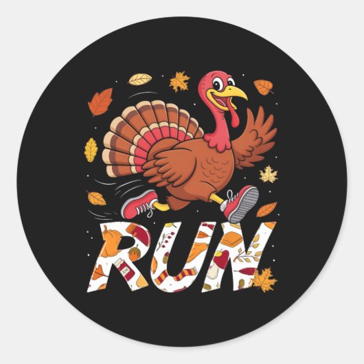 Funny Run Running 5k Race Turkey Trot Thanksgiving Runder Aufkleber (Vorderseite)