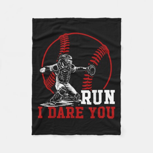 Funny Run Stesl Ich wage es, Sie Baseball Catcher Fleecedecke (Vorderseite)