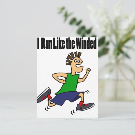 Funny Runner Typ Cartoon Postkarte (Stehend Vorderseite)