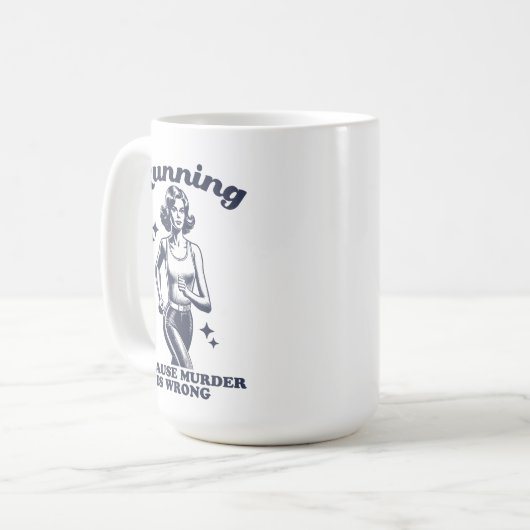 Funny Running Because Murder Is Wrong Retro 15oz Kaffeetasse (Vorderseite Links)