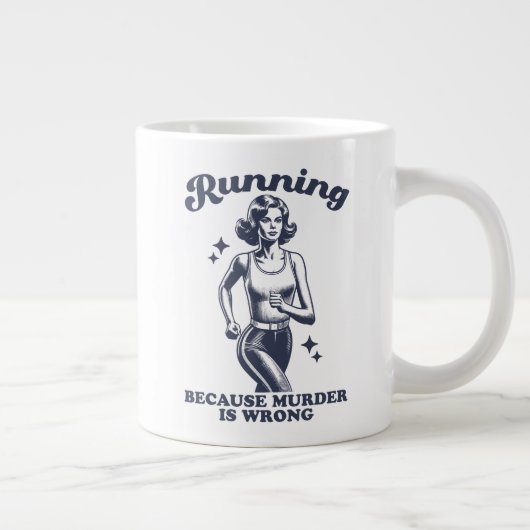 Funny Running Because Murder Is Wrong Retro 20oz Jumbo-Tasse (Rechts)
