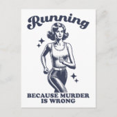 Funny Running Because Murder Is Wrong Retro Postkarte (Vorderseite)