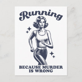 Funny Running Because Murder Is Wrong Retro Postkarte