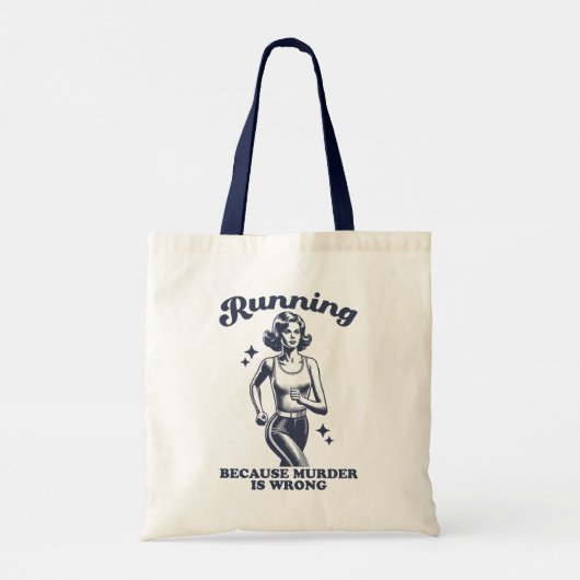 Funny Running Because Murder Is Wrong Retro Tragetasche (Rückseite)