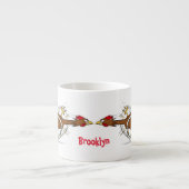 Funny running cool chicken cartoon illustration espressotasse (Vorderseite)