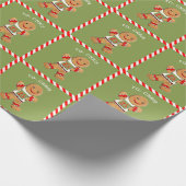 Funny Running Gingerbrot Weihnachten Geschenkpapier (Ecke)