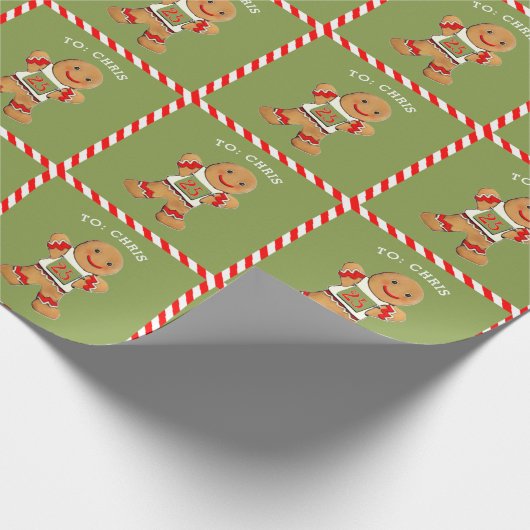 Funny Running Gingerbrot Weihnachten Geschenkpapier (Ecke)
