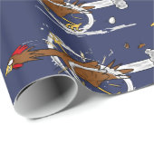 Funny Running Hühner Cartoon Muster Geschenkpapier (Rolleneckpunkt)