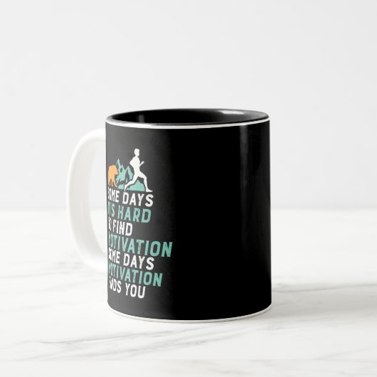 Funny Running Motivation zu laufen gejagt von Bäre Zweifarbige Tasse (Vorderseite Links)