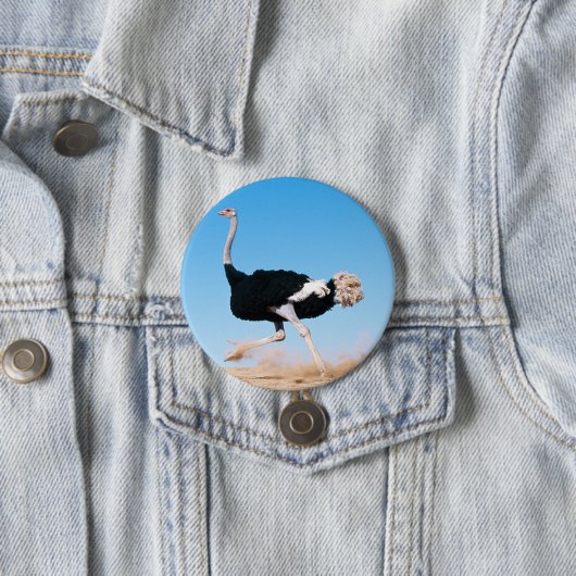 Funny Running Ostrich Foto Button-Back Button (Beispiel)