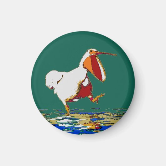 Funny Running Pelican Magnet (Vorne)