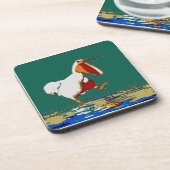 Funny Running Pelican Untersetzer (Linke Seite)