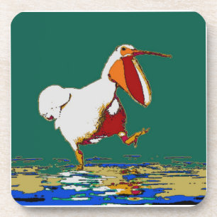 Funny Running Pelican Untersetzer