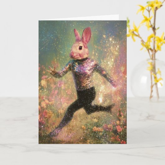 Funny Running Rabbit Jeder Anlässe Karte (Gelbe Blume)