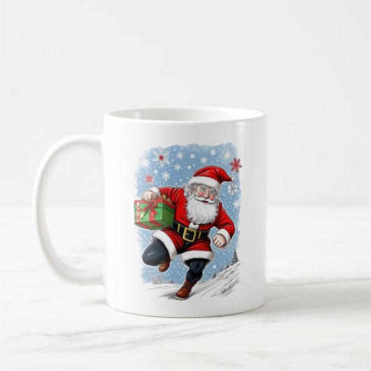 Funny Running Santa Claus Kaffeetasse (Links)