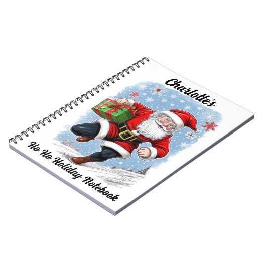 Funny Running Santa Claus Personalisiert Notizblock (Linke Seite)