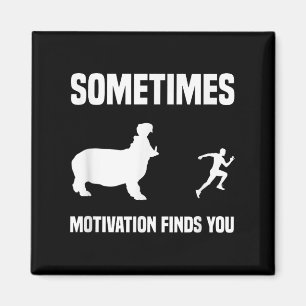 Funny Running Shirt Sportläufer Hippo Motivation Magnet