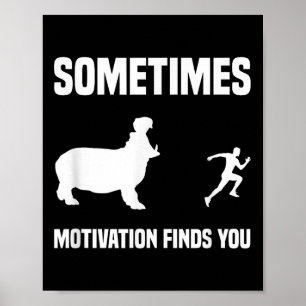 Funny Running Shirt Sportläufer Hippo Motivation Poster