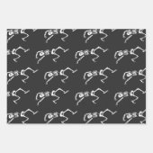 Funny Running Skelett Schwarz-Weiß Halloween Geschenkpapier Set (Vorderseite 2)