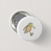 Funny Running Turtle Cartoon Button Badge Pin (Vorne & Hinten)