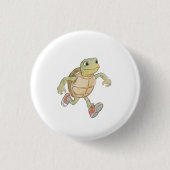 Funny Running Turtle Cartoon Button Badge Pin (Vorderseite)