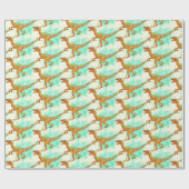 Funny Running Velociraptor Jurassic Dinosaur Art Geschenkpapier (Flach)