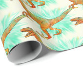 Funny Running Velociraptor Jurassic Dinosaur Art Geschenkpapier (Rolleneckpunkt)