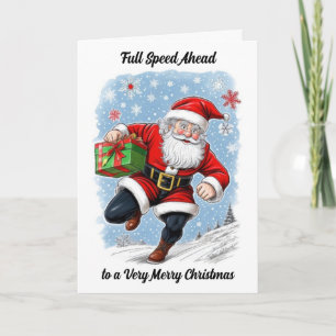 Funny Running Weihnachtskarte für den Weihnachtsma Feiertagskarte