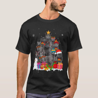 Funny Russian Blue Christmas Tree Pet Cat Lover Gi T-Shirt