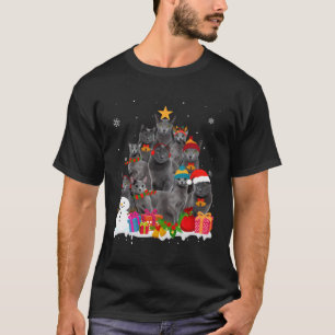 Funny Russian Blue Christmas Tree Pet Cat Lover Gi T-Shirt