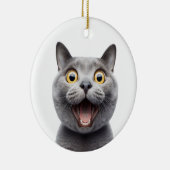 FUNNY RUSSIAN BLUE GRAY CAT ÜBERRASCHTE KATZE KERAMIK ORNAMENT (Rechts)