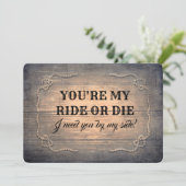 Funny Rustic Bridesmaid / Trauzeugin Vorschlag Einladung (Stehend Vorderseite)