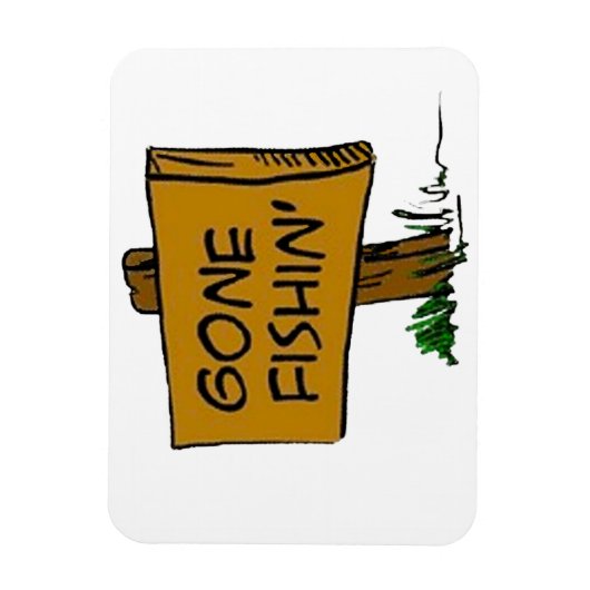 Funny Rustic Fun Gone Fishin Expressions Logo Magnet (Vertikal)
