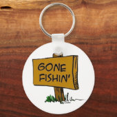 Funny Rustic Fun Gone Fishin Expressions Logo Schlüsselanhänger (Vorderseite)