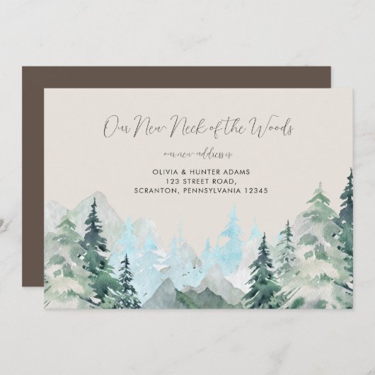 Funny Rustic Neck the Woods Moving Announcement Einladung (Vorne/Hinten)