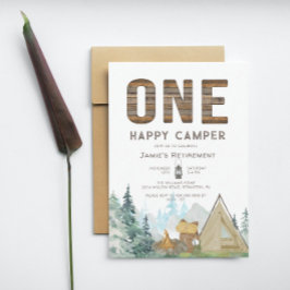 Funny Rustic One Happy Camper Rente Einladung