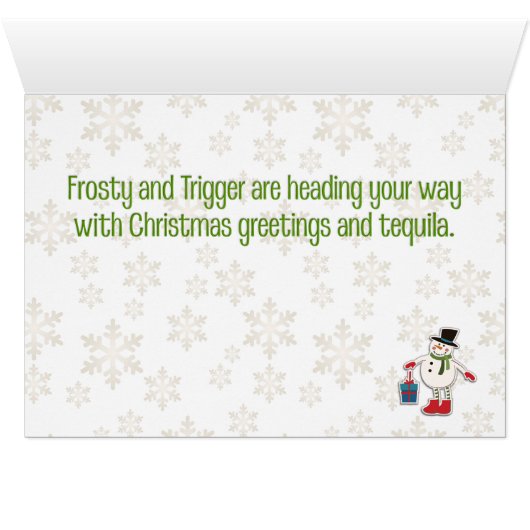 Funny Rustic Snowman and Rentier Weihnachtskarte (Innenansicht Horizontal (Unten))