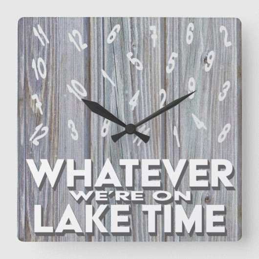 Funny Rustic Wood Lake Time Quadratische Wanduhr (Vorderseite)