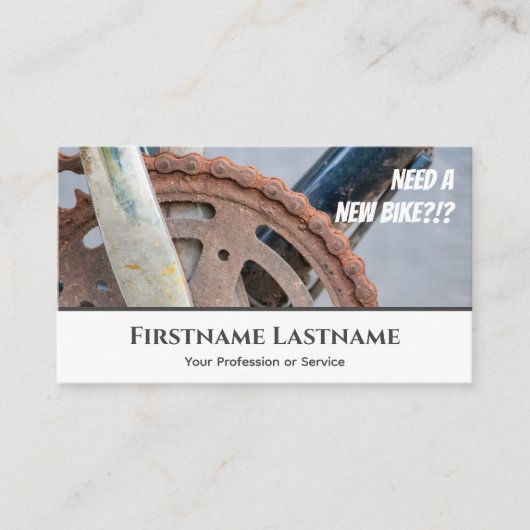 Funny rusty bicycle chain for Bicycle Repair Shops Visitenkarte (Vorderseite)