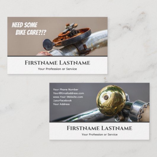 Funny rusty bike bell for Bicycle Repair Shops Visitenkarte (Vorne/Hinten)