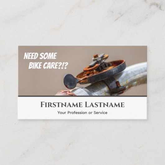 Funny rusty bike bell for Bicycle Repair Shops Visitenkarte (Vorderseite)