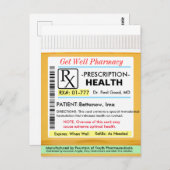 Funny RX-Rezept für Gesundheit Postkarte (Vorne/Hinten)